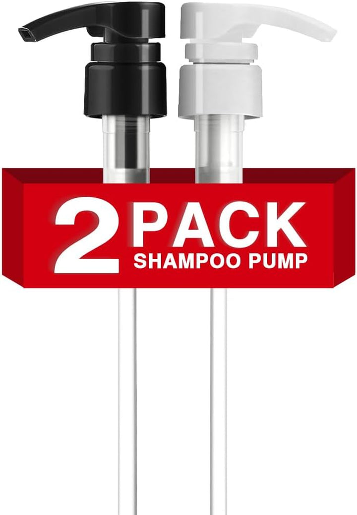 4-Pack Shampoo Pump for Liter 33.8 Oz Shampoo and Conditioner Pump Dispenser Fits Most Salon Bottles with 1-Inch Wide Opening, Black & White Replacement Pump Top for Soft Hair Product,Body Wash,Lotion