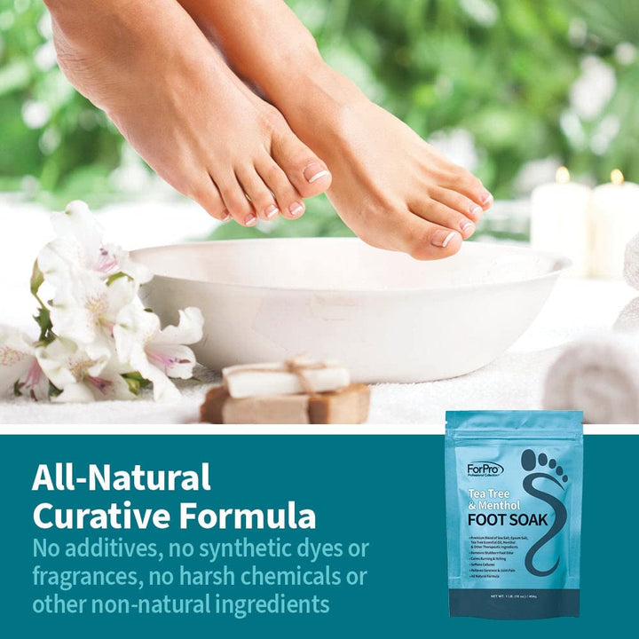 Tea Tree Oil & Menthol Foot Soak with Sea & Epsom Salt for Toenail Athletes Foot, Stubborn Foot Odor Scent, Softens Calluses & Soothes Sore Tired Feet -Pack of 3 16Oz.