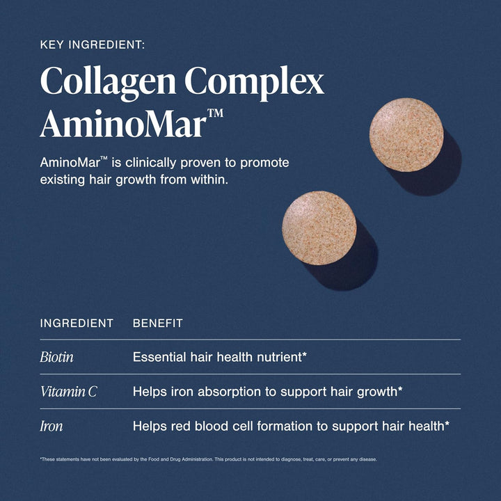 Hair Growth Supplements for Women for Thicker, Fuller Hair, Nourishes Thinning & Loss, with Proprietary Collagen Complex, 60 Tablets, 1 Month Supply