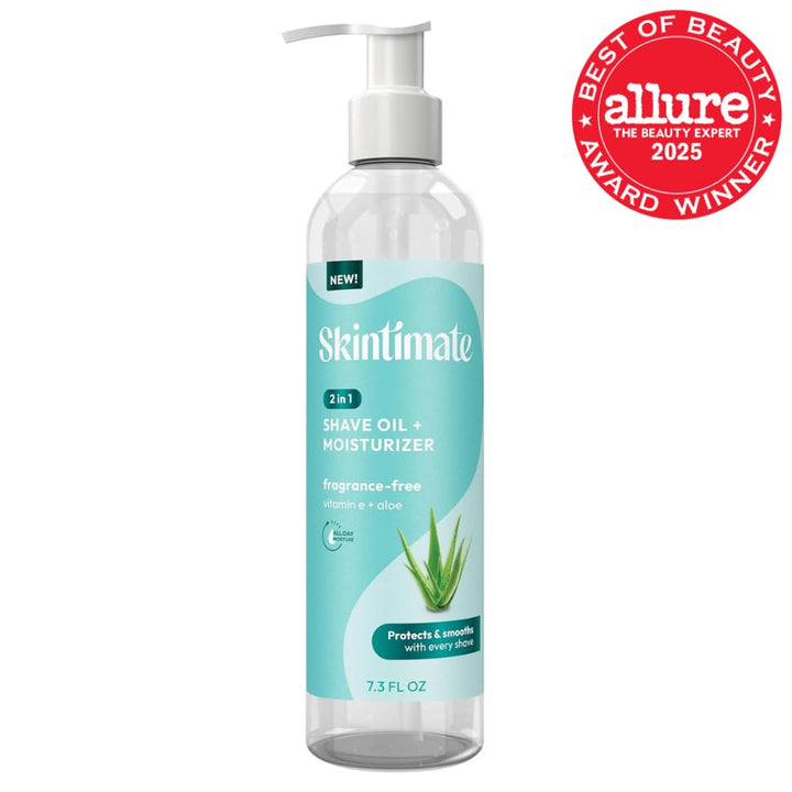 2-In-1 Shave Oil & Moisturizer, Fragrance Free, 7.3Oz | Shaving Oil, after Shave for Women Bikini Area Moisturizer with Vitamin E and Aloe, Shaving Cream Alternative, 7.3 Fl Oz