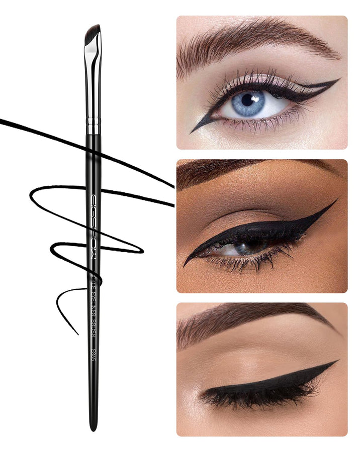 Eyeliner Brush,  Sickle Angled Gel Eyeliner Makeup Brush for Precise Eye Liner, Eyebrow, Eyelid with Ultra Thin Curved Vegan Bristles (E865)