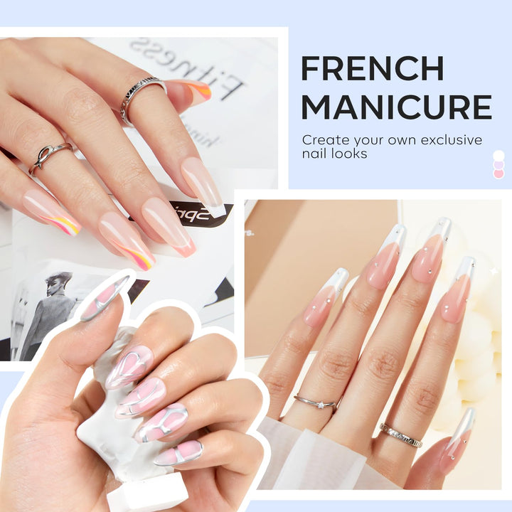 French Tip Tool- 6 Pcs Nail Stamp French Manicure Kit Suitable for DIY Together with Gel Nail Polish Art Tips Printing Tool Kit