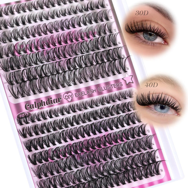 Eyelash Clusters 30D+40D+50D+60D+80D+100D Lash Clusters Wispy Individual Lashes 476PCS D-Curly Lash Extension 10-16MM Natural Lashes Clusters DIY Cluster Eyelash Extensions for Beginners