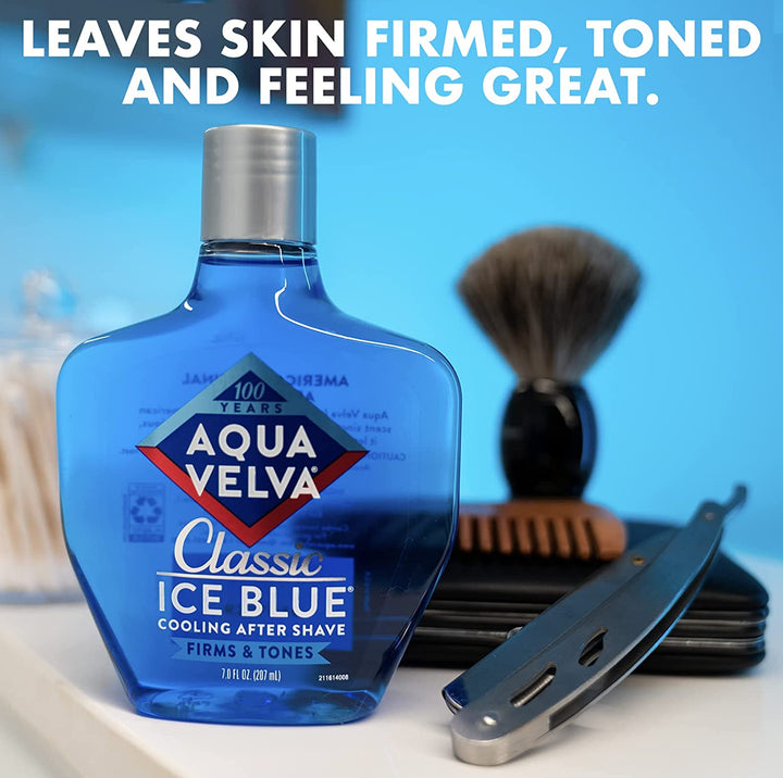 after Shave, Classic Ice Blue, Soothes, Cools, and Refreshes Skin, 7 Ounce