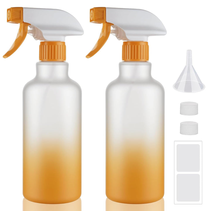 Plastic Spray Bottles Empty Spray Bottle 16.9Oz/500Ml 2 Pack Heavy Duty Spraying Bottles Mist/Stream Water Bottle for Cleaning Solutions, Essential Oils, Hair (Clear)