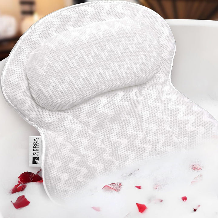 Bath Pillow Spa Bathtub Ergonomic for Tub, Neck, Head, Shoulder Pillows Support Cushion Headrest - Luxury Soft 3D Mesh + Strong Grip Suction Cups Soaking Large, Paradise