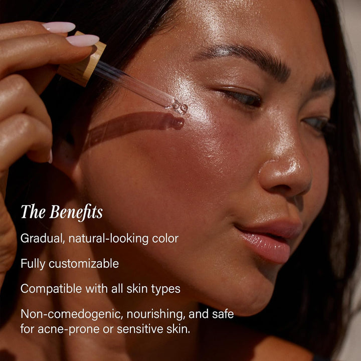 N°12 Face Tanning Drops - Non-Comedogenic Bronzing Drops for Face with Hyaluronic Acid, Vitamin E, & Passionfruit Oil - Fragrance Free, Cruelty Free, & Vegan Self Tanner