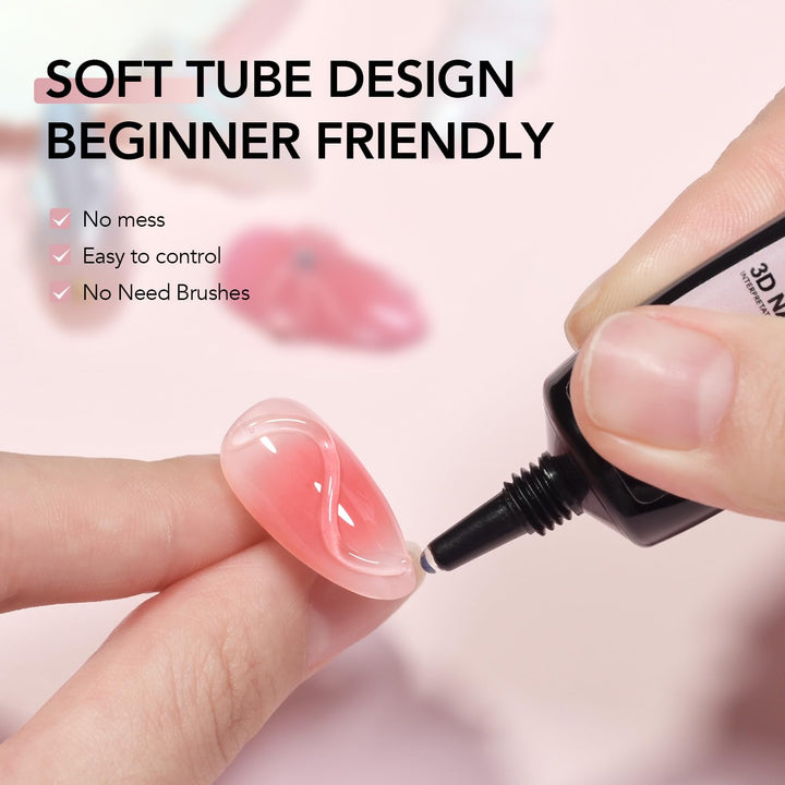 3D Nail Gel, 15G Clear Sculpting Gel for Carving, Molding and Painting Nail Art Designs, Rhinestone Glue for Gems Decoration