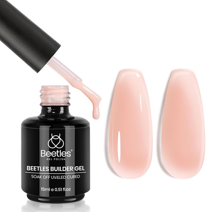 Beetles Builder Gel for Nails-Cover Nude Translucent 7 in 1 Nail Thickening Strengthening Building Apex for Beginner DIY Salon at Home,Natural Nude Builder Nail Gel, UV & LED Lamp Cured Needed