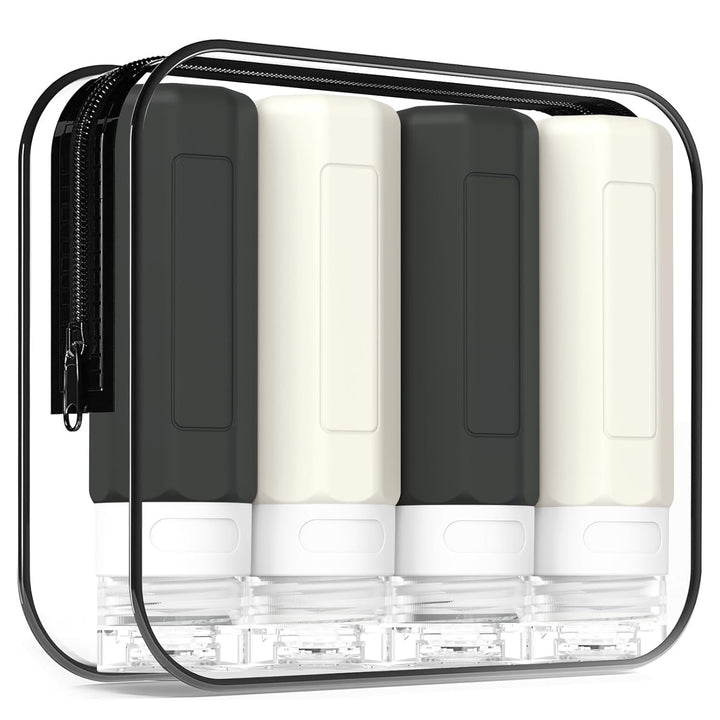 Travel Bottles for Toiletries, Tsa Approved 3Oz Travel Size Containers, Leak Proof Silicone Squeezable Containers for Toiletries, BPA Free Refillable Essentials for Shampoo Conditioner Gray