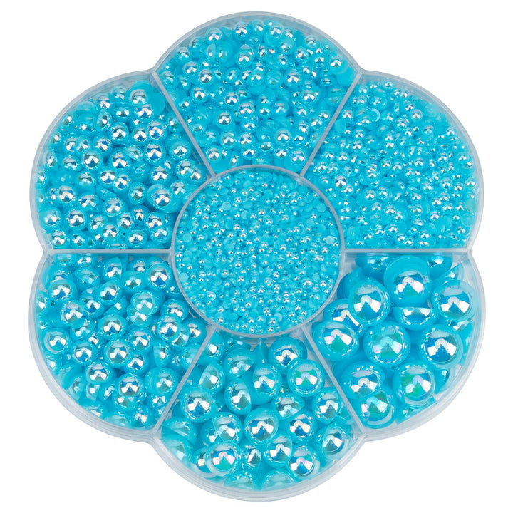 5800 Pcs Half Pearls for Crafts, Flatback Pearls for Artwork Making, DIY Rhinestones Accessory Nail Art, Face Gems Jewels Flat Back Craft Pearls - White