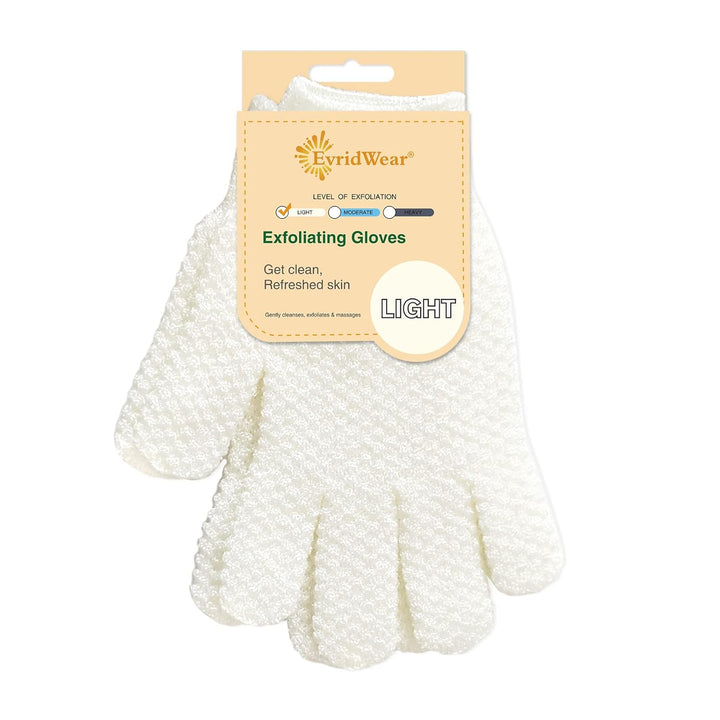 Exfoliating Dual Texture Bath Gloves for Shower, Spa, Massage and Body Scrubs, Dead Skin Cell Remover, Gloves with Hanging Loop (1 Pair Heavy Glove)