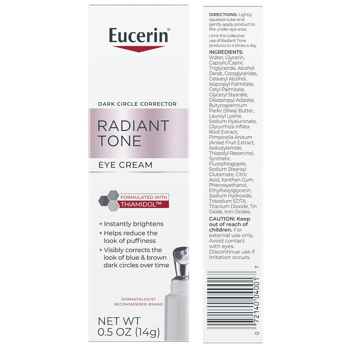 Radiant Tone Eye Cream Dark Circle Corrector, Eye Brightening Cream with Thiamidol and Hyaluronic Acid, Helps Reduce the Look of Eye Puffiness, 0.5 Oz Tube