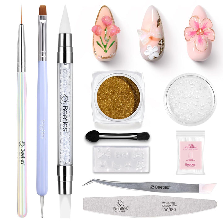 Nail Art Brushes, 6 Pcs Fingernail Art Design Pens, Wood Alloy Handle, Dotting Pen Clean up Liner French Nail Brush Set, DIY Manicure Tools Gift for Women