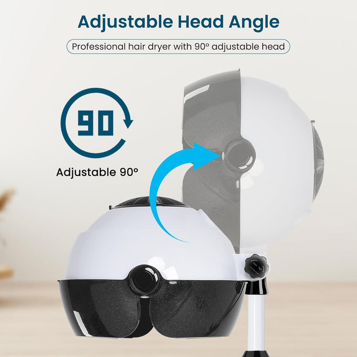 Hooded Hair Dryer, Professional Hood Dryer on Wheels, Sit under Dryer, Standing Hair Dryer, White