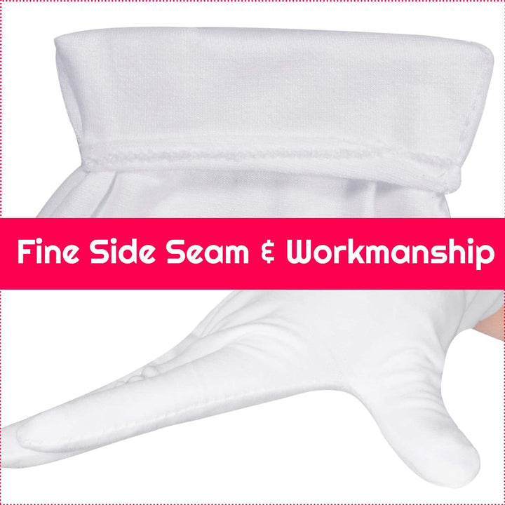 Cotton Gloves,  3 Pairs White Cotton Gloves Gloves for Women Men Eczema Dry Hands Moisturizing Serving Archival Cleaning Jewelry Silver Inspection