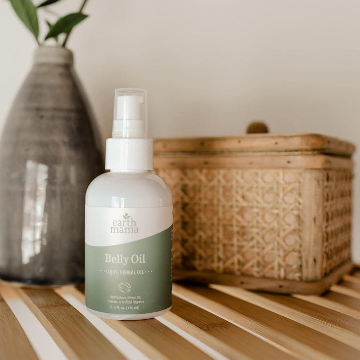 Belly Oil for Dry Skin | Calendula Skin Care Moisturizer Oil to Encourage Natural Elasticity and Help Prevent Stretch Marks during Pregnancy and Postpartum, 4-Fluid Ounce