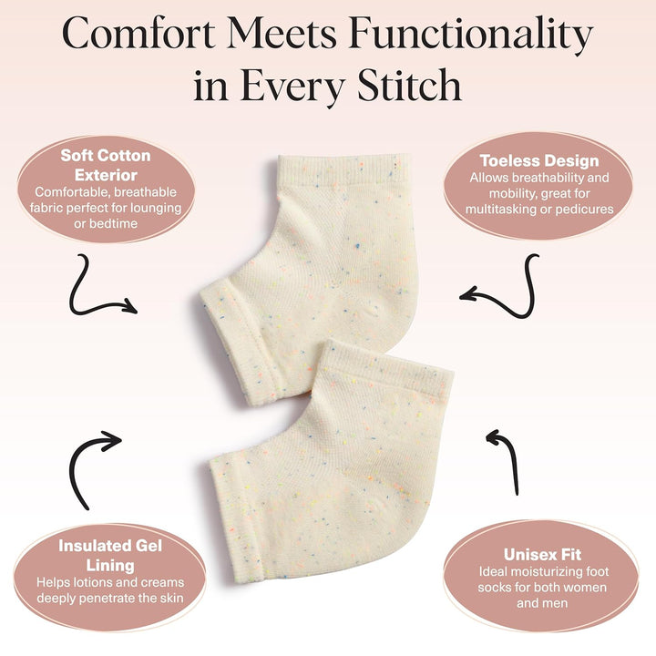Moisturizing Socks for Cracked Heel Treatment – Reusable Spa Socks for Women & Men with Insulated Gel Lining - Overnight Heel Socks for Dry Cracked Feet, Hydrating, Open-Toe Design - 1 Pair