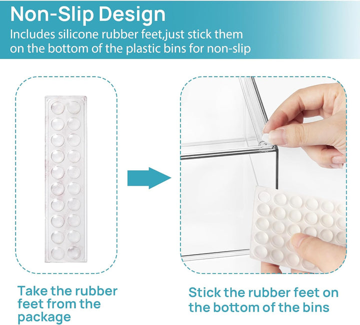 4 Pack Small Clear Stackable Storage Drawers,Acrylic Bathroom Makeup Organizer,Plastic Storage Bins for Vanity, Undersink, Kitchen Cabinets, Pantry, Home Organization