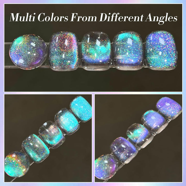 9D Cat Magnetic Eye Gel Nail Polish Holographic Rainbow Gel Polish Blue Purple Soak off U V LED Gel Polish Nail Art Design Manicure Salon DIY Home 15ML