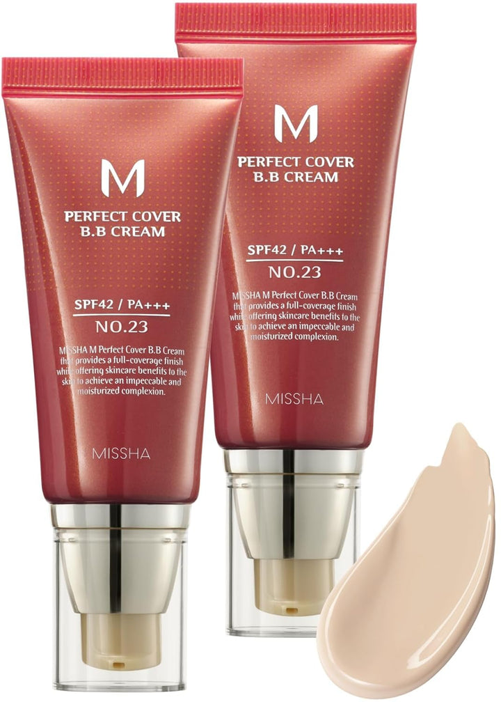 M Perfect Cover BB Cream No.23 Natural Beige -Light/Medium with Cool/Neutral Undertone SPF 42 PA +++ 1.69 Fl Oz - Tinted Moisturizer for Face with SPF