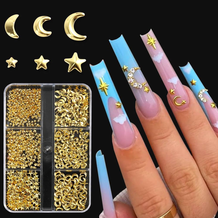 3D Mini Metal Punk Nail Art Studs Mixed Sizes Gold Black Cone Spikes Alloy Nail Rivets Jewelry for Women Goth Nail Art Charms Nails Accessories DIY Crafts Decorations