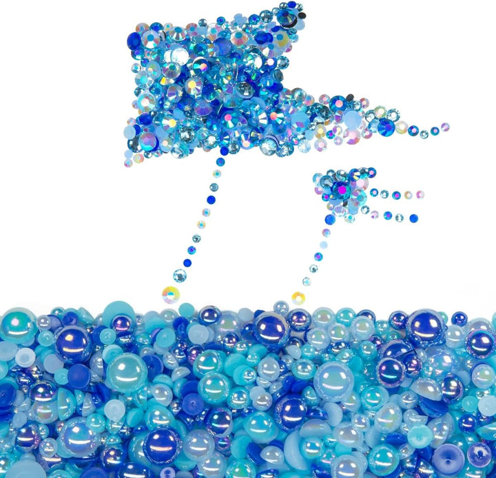 51G White Half Pearls for Crafting 4Mm 5Mm 6Mm 8Mm 10Mm Mix Sizes Pure White Flatback round Beads Charms for Nails Face Eyes Makeup Tumblers Bottles DIY Crafts Bedazzling Clothes Shoes Phones