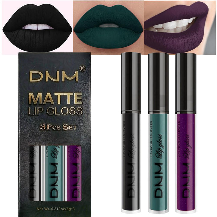 3Pcs Dark Red Purple Plum Matte Liquid Lipstick Sets for Women Matte Lip Stain Long Lasting Waterproof, Burgundy Blood Blue Red Lipstick, Black Cherry Maroon Gothic 24 Hours Magic Lipsticks