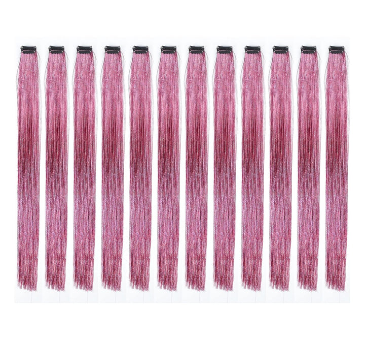 12 Pcs Straight One Color Party Highlights Clip on in Hair Extensions Colored Hair Streak Synthetic Hairpieces (Teal Blue)