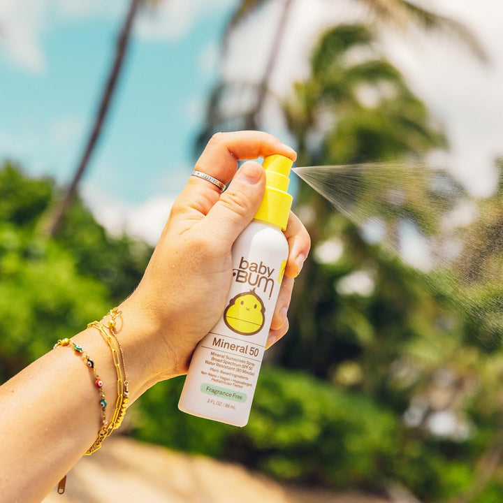 Baby Bum SPF 50 Sunscreen Spray - Mineral UVA/UVB Face and Body Protection for Sensitive Skin - Fragrance Free - Travel Size - 3 Oz