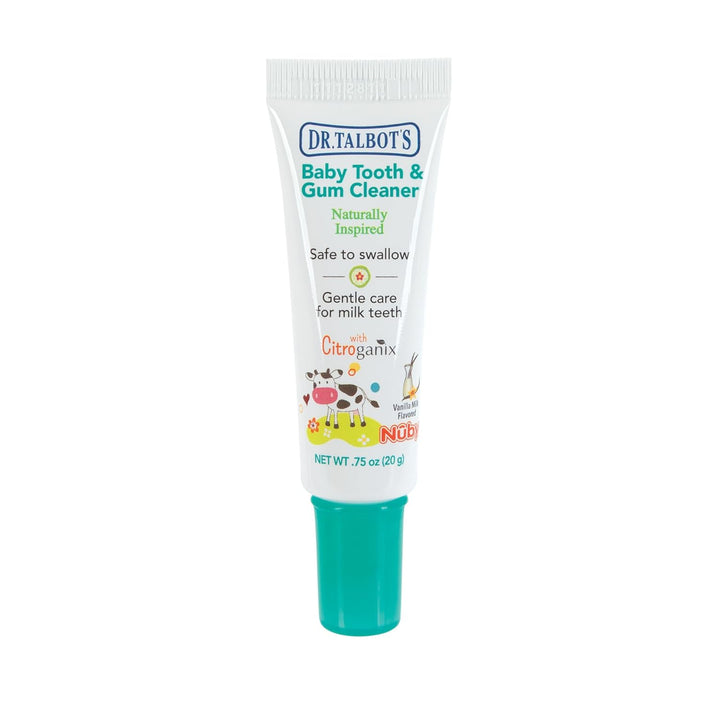 Baby Toothpaste Naturally Inspired with Citroganix and Silicone Finger Gum Massager, Vanilla Milk Flavor