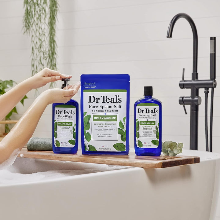 Epsom Salt Magnesium Soak, Relax & Relief with Eucalyptus & Spearmint Essential Oils, 3 Lbs