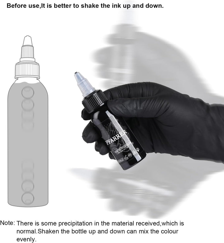 Tattoo Ink Black 1Oz(30Ml) Vegan-Friendly USA Standard Pigment Supplies Concentrated Black TI7003-30-002