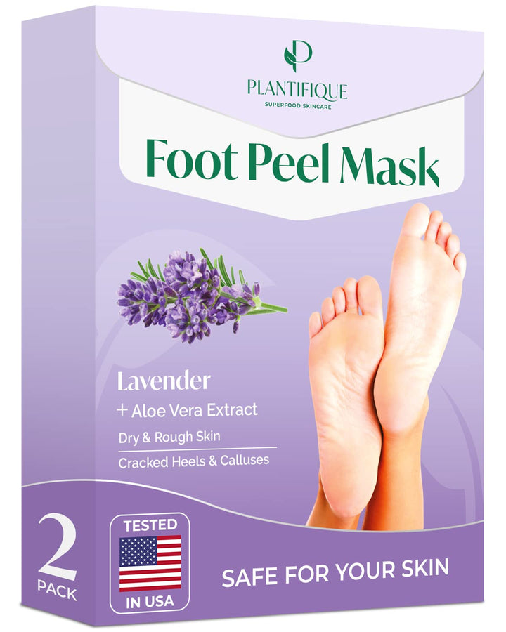Foot Peeling Mask 2 Pack | Dermatologically Tested Repairs Heels & Removes Dry Dead Skin for Baby Soft Feet | Exfoliating Foot Peel Mask for Dry Cracked Feet | Peach