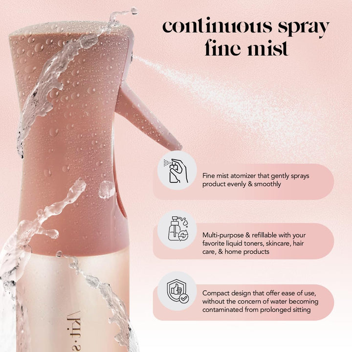 Continuous Spray Bottle for Hair – Fine Mist Water Mister & Water Spray Bottle – Recycled Hair Spray Bottle – Spray Bottles for Cleaning, Styling, Plants & More – Terracotta, 150Ml