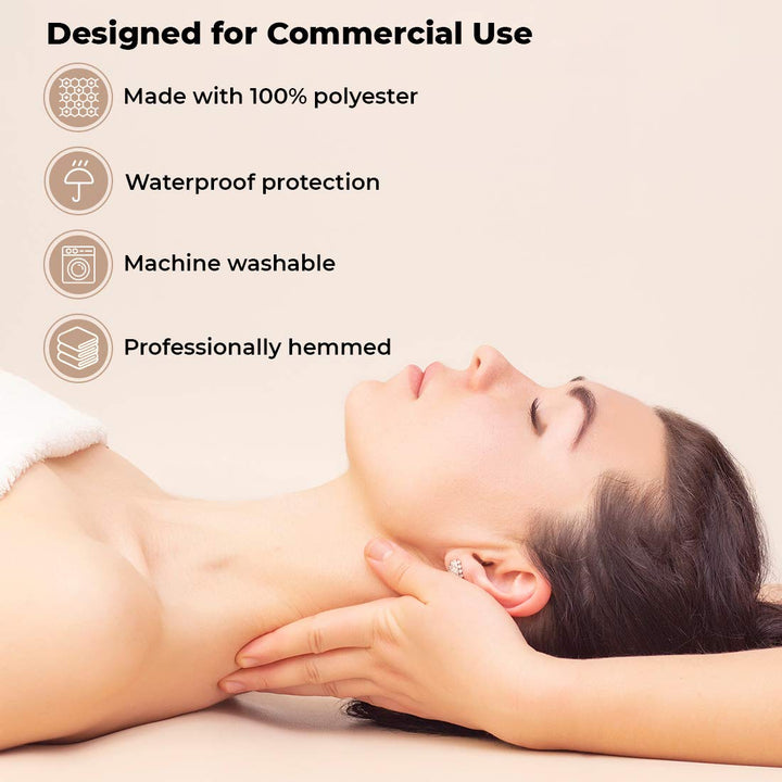 Waterproof Massage Table Cover, Protective Spa Treatment Sheet Set for Massage Tables, Machine Washable, Includes Massage Fitted Sheet and Face Rest Cover, Natural