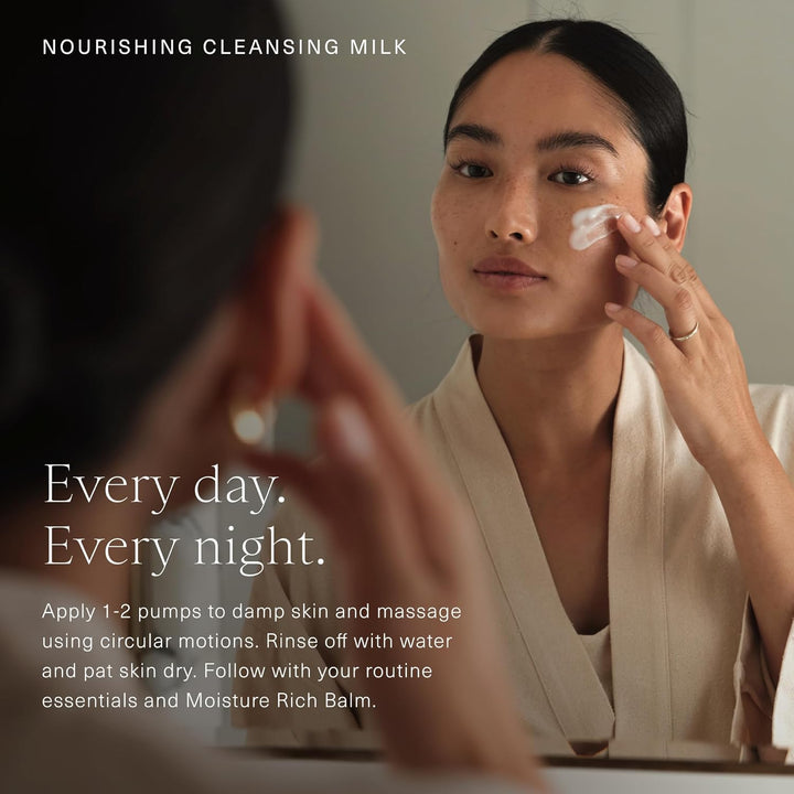 Nourishing Cleansing Milk | Gentle Makeup Remover Face Wash with Oat Amino Acids, Rice Bran & Rosemary Extract, 5 Oz