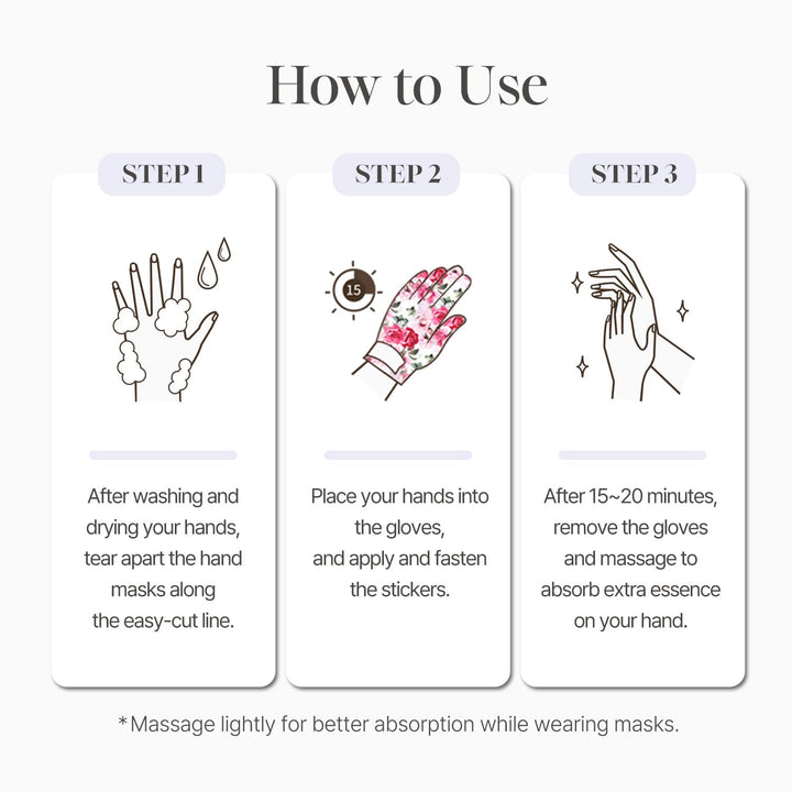 PETITFEE Rose Petal Satin Hand Mask (5Pairs) - Intensive Nourishing, Moisturizing Gloves, Rose Scented Hand Repair Masks with Peptide, Collagen, Shea Butter for Silky Smooth Hand, Hand Treatment