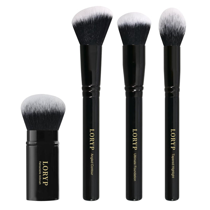 Retractable Makeup Brush Black Kabuki Foundation Brush for Liquid Cream and Powder Makeup 2 Pack Travel Makeup Brush Set
