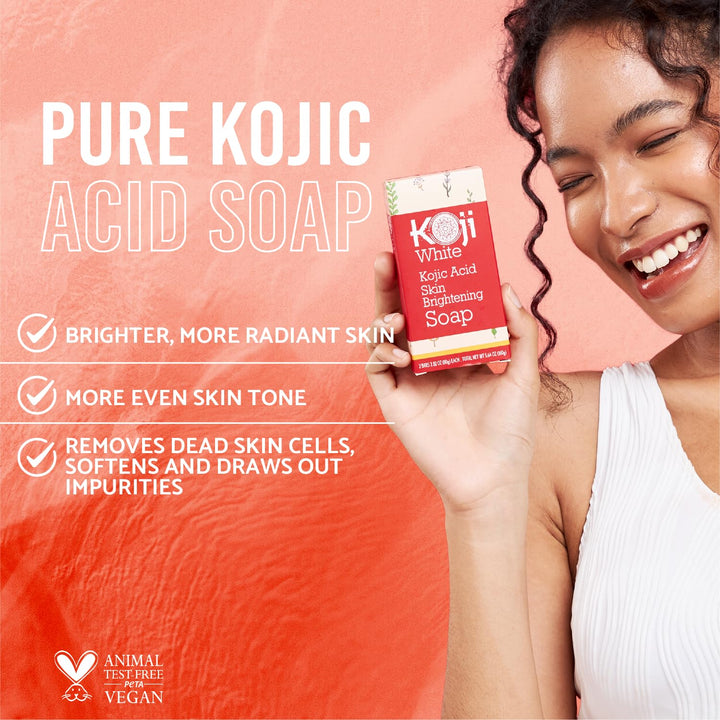 Pure Kojic Acid Soap | Glycerin Soap Bar for Gentle Skin Brightening and Exfoliation with Tea Tree, Coconut Oil, Hyaluronic Acid & Vitamin C, Vegan, 2.82 Oz