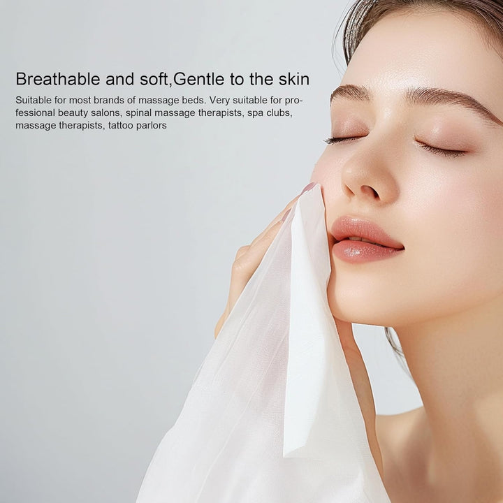 100 Pack 31" X 71" Disposable Non-Woven Massage Table Bed Covers - 2-Ply Waterproof Spa Sheets for Facial, Tattoo & Waxing.