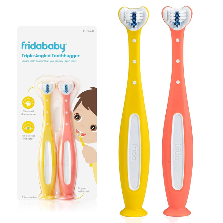 Triple-Angle Toothhugger Training Toddler Toothbrush | Toddler Toothbrush 2 Years and Up, Cleans All Sides at Once | Blue