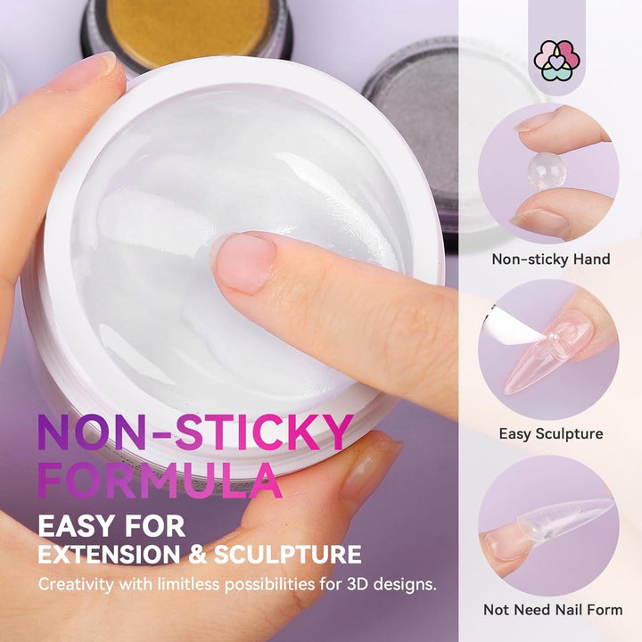 Solid Builder Nail Gel - 60G Large Capacity 3D Nail Gels Sculpting Gel for Art Non-Sticky Hand Carving Glue Extension with Sequins Chrome Powder DIY Salon Home
