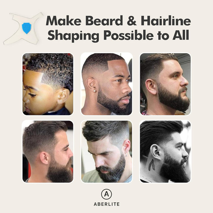 Clearshaper 3.0 - Beard Shaper Kit W/Two Barber Pencils - Premium Shaping Tool - 100% Clear | Many Styles - the Ultimate Beard/Hair Lineup (US Patent) - Stencil Guide Template Outliner