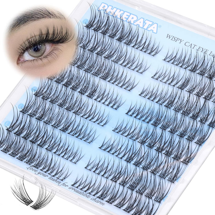 Natural Lash Clusters Wispy Eyelash Clusters 110Pcs Cluster Eyelash Extensions C Curl Individual Lashes 10-16MM Mix Length Natural Look Lashes Clusters with Thin Lash Band, Black