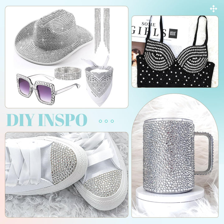 6100Pcs Resin Rhinestones for Crafting with 2Pcs 10Ml B7000 Jewelry Glue, 1 Box Flatback Crystals Diamond (Clear) for Bedazzling Crafts DIY Nail Art Non Hotfix Gems for Clothing Shoes Tumblers