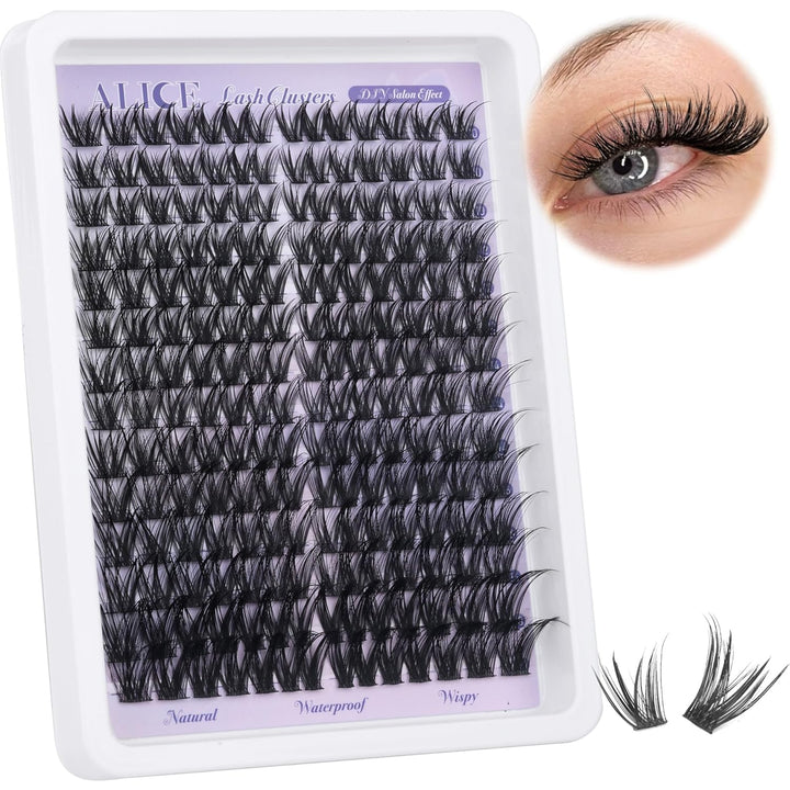 Lash Clusters Wispy Eyelash Clusters 10-18Mm 168Pcs Cluster Eyelash Extensions Natural Volume Lash Extensions DIY Individual Lashes Clusters with Soft Thin Band