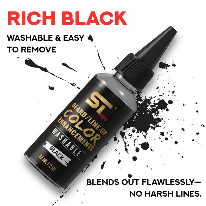 Airbrush Hair & Beard Enhancement Ink | Barber-Grade Line-Up & Filler Spray | Water Resistant, Washable, Pre-Mixed for Precision Hairlines & Sharp Edges (Washable / 60ML Black)