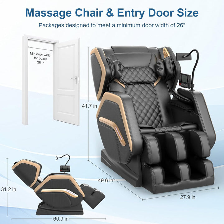 Massage Chair Full Body, Zero Gravity Massage Chair 2025 for Back Fatigue with 10 Fixed Rollers, Airbags, Phone Controller, Heating, Bluetooth Speaker, Nightlights for Living Room, Bedroom