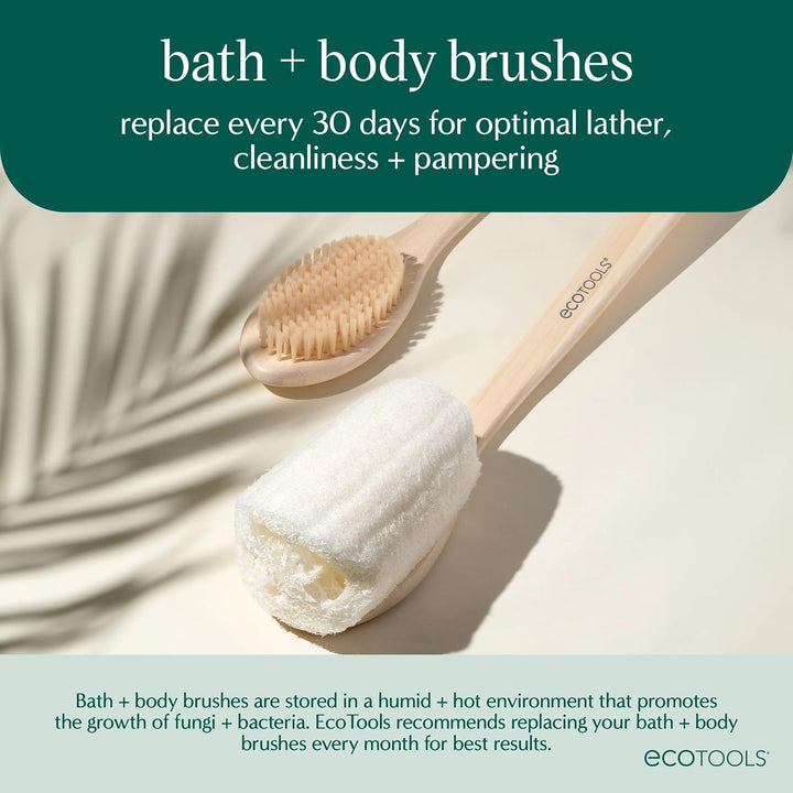 Bath Bristle Brush, Bath Brush with Long Handle, Cleanse Back & Hard-To-Reach Areas, Eco Friendly Shower Brush for Exfoliating, Cruelty Free Nylon Bristles, Vegan, 1 Count